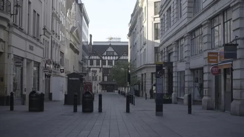 4K EMPTY CENTRAL LONDON STREETS LOCKDOWN / OXFORD CIRCUS / LIBERTY'S Stock Footage 286216658