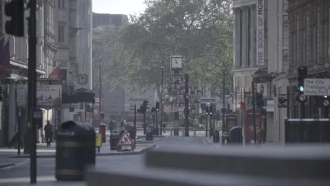 4K EMPTY CENTRAL LONDON STREETS LOCKDOWN / LEICESTER SQUARE / SUNNY / BLUE SKIES Stock Footage 286216925