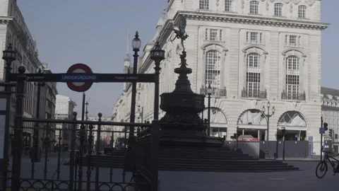  4K EMPTY CENTRAL LONDON STREETS LOCKDOWN / PICCADILLY CIRCUS / EROS / SUNNY / B Stock Footage 286217015