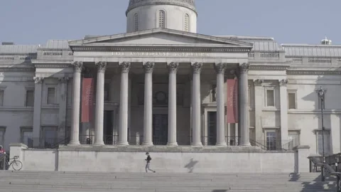 4K EMPTY CENTRAL LONDON STREETS LOCKDOWN / NATIONAL GALLERY / TRAFALGAR SQUARE / Stock Footage 286217766