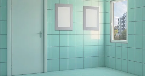 4k. Empty interior. Bright new bathroom room Stock Footage 83655447