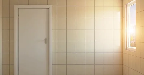 4k. Empty interior. Bright new bathroom room Stock Footage 83655514