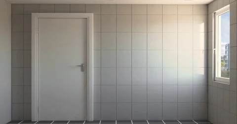 4k. Empty interior. Bright new bathroom room Stock Footage 83655557