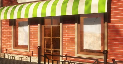 4k. Empty Store Front with Big Windows. Stock Footage 73377391