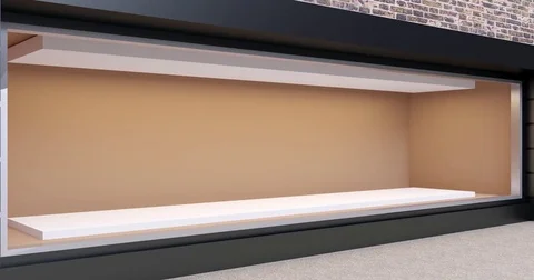 4k. Empty storefront. Brick wall on brick wall background Stock Footage 76120394