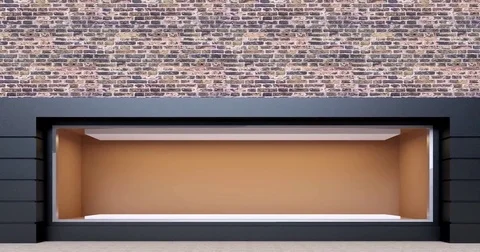 4k. Empty storefront. Brick wall on red brick wall background Video stock 76120395