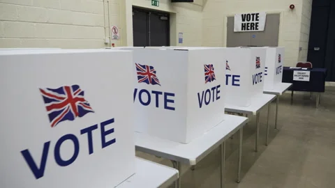 4K: Empty Voting Booths at Polling station. UK General Election. No people, Video stock 271518809