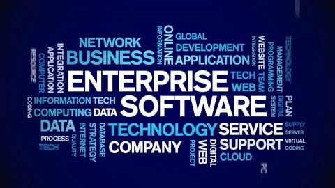 4k Enterprise Software Animated Tag Word Cloud,Text Animation seamless loop. Stock Footage 151820482