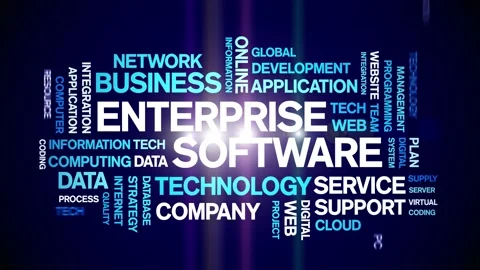 4k Enterprise Software Animated Tag Word Cloud,Text Animation seamless loop. Video stock 151821018