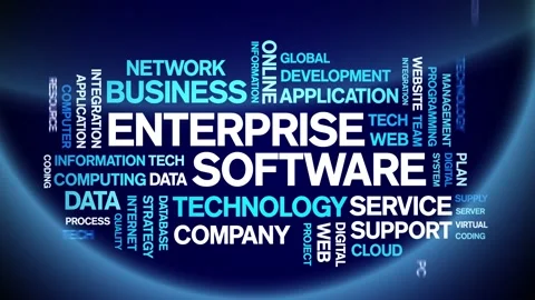 4k Enterprise Software Animated Tag Word Cloud,Text Animation seamless loop. Video stock 151821120