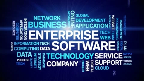 4k Enterprise Software Animated Tag Word Cloud,Text Animation seamless loop. Video stock 151821172