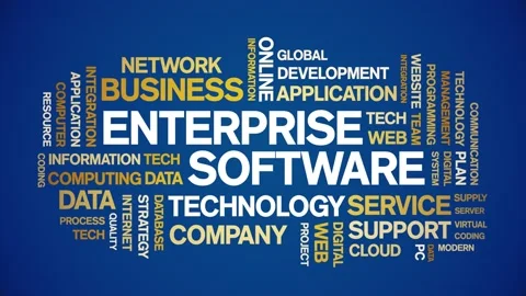 4k Enterprise Software Animated Tag Word Cloud,Text Animation seamless loop. Video stock 151821652
