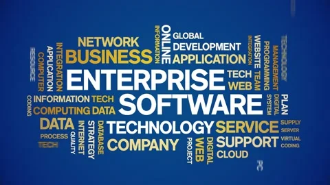 4k Enterprise Software Animated Tag Word Cloud,Text Animation seamless loop. Video stock 151821882