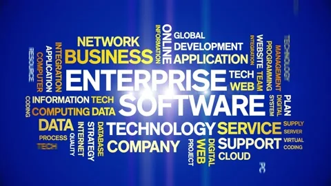 4k Enterprise Software Animated Tag Word Cloud,Text Animation seamless loop. Video stock 151822076