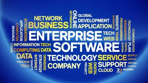 4k Enterprise Software Animated Tag Word Cloud,Text Animation seamless loop. Video stock 151822456