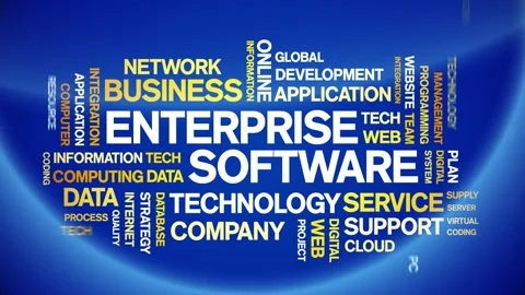 4k Enterprise Software Animated Tag Word Cloud,Text Animation seamless loop. Video stock 151822614