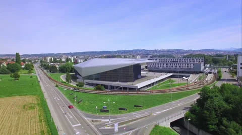 4K EPFL Rolex Learning Center &amp; Swisstech convention center Stock Footage 57747270