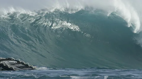 4K: Epic Big Wave Crashing From Channel Stock Footage