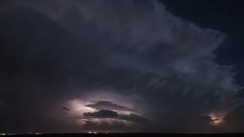4K Epic, Cinematic Supercell Lightning Storm Timelapse - Long-duration, Prores Stock Footage 317647542