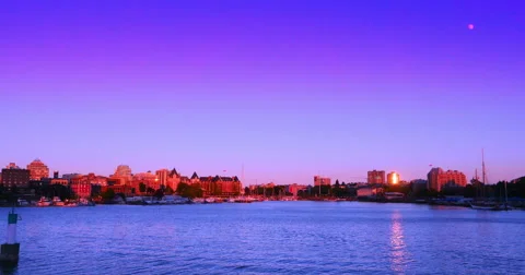 4K Epic Purple Sunset Time-lapse, Capital City Victoria British Columbia Canada Stock Footage 47581961