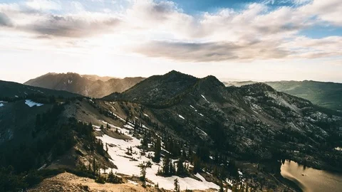4K Epic Timelapse of Mountains Wasatch in Utah at sunset with snow Stock Footage 95095363