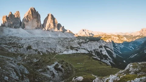 4K Epic Timelapse of Tre Cime mountain Italy Dolomites sunrise Stock Footage 95143270