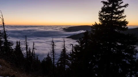 4K Epic view above the clouds after sunset Stock Footage 125944398