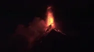 4K Erupting Volcano Slowmotion At Night With Lava In Guatemala Stock Footage