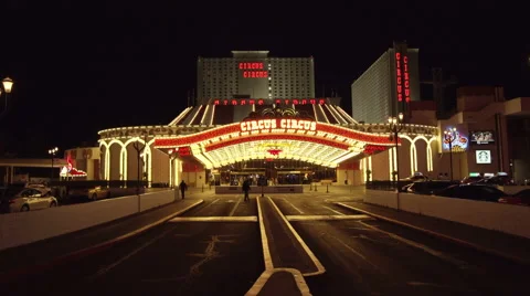 4k ES: The Circus Circus Hotel &amp; Casino on the Las Vegas Strip - Circa 2016 Stock Footage 64565792