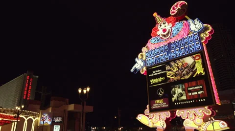 4k ES: The Circus Circus Hotel &amp; Casino on the Las Vegas Strip - Circa 2016 Stock Footage 64565879