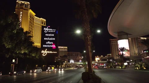 4K ES: The Fashion Show Mall &amp; Wynn Hotel on the Las Vegas Strip Stock Footage 64567553