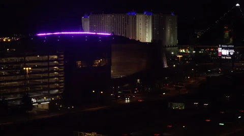 4K ES: Traffic Flows Along I-15 Through the Heart of Las Vegas Stock Footage 64562214