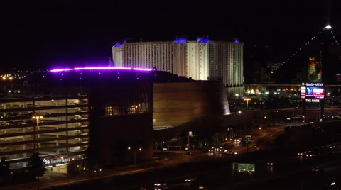4K ES: Traffic Flows Along I-15 Through the Heart of Las Vegas Stock Footage 64563891