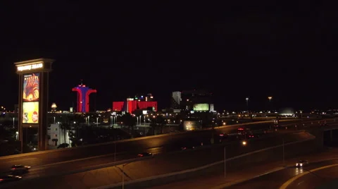 4K ES: Traffic Flows Along I-15 Through the Heart of Las Vegas Stock Footage 64567479