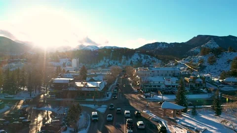 4K Estes Park Winter Background Aerial View Winter Scene Winter Snow Stock Footage 146083377