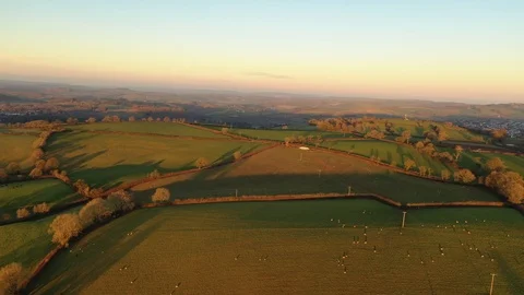 4K Evening Flight Over Rural Devon Stock Footage 104678093