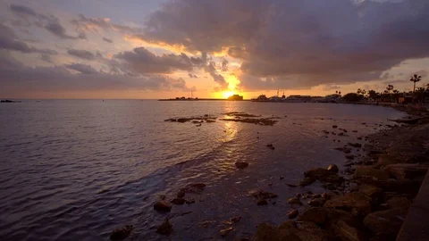 4k, evening panoramic view on harbor, Paphos, Cyprus Stock Footage 73366606
