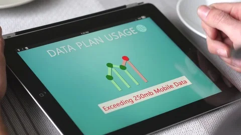4K Exceeding Data Plan Cap on Tablet Device Warning Message Stock Footage 71687985
