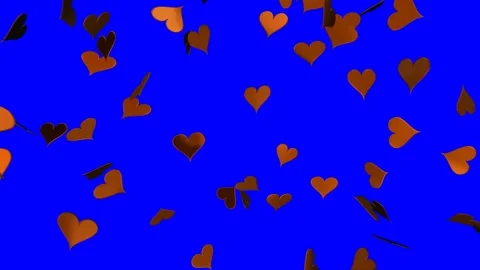 4k explosion of brown hearts blue background Stock Footage 258636226