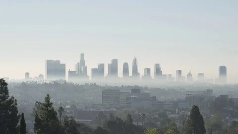 4K EXT DAY static Downtown of Los Angeles in the Morning Stock Footage 73110116