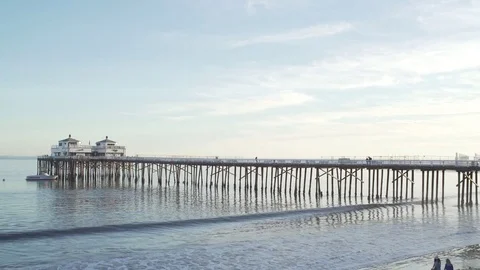 4K EXT DAY static Malibu Pier restaurant Stock Footage 73115531