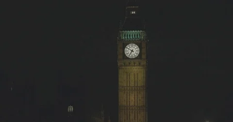 4K EXT NIGHT static Big Ben clock Stock Footage 72305428