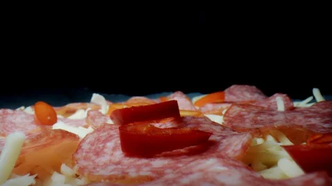 4k Extreme Close-up Macro Shot of Salami on Pizza 스톡 동영상 116704176