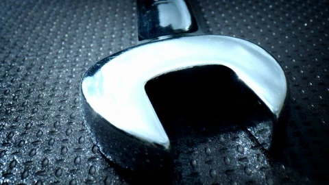 4k Extreme Close-up of Texture and Wrench Stock Footage 114715165
