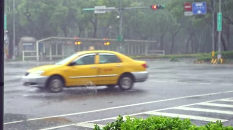 4k Extreme Wind And Rain During A Super Typhoon Megi in Street Taipei city -Dan Stock Footage 68059793