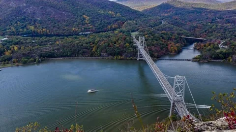 4K Fall timelapse hudson river bear mountain bridge Stock Footage 49106573