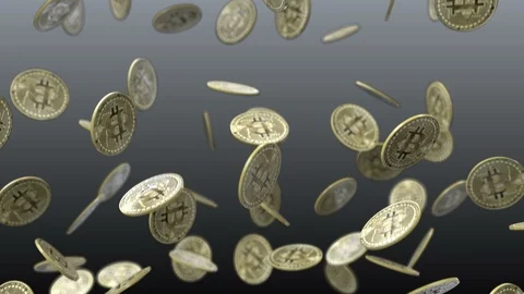 4K, Falling Bitcoins on a gradient backdrop, loop. 库存影片 94706765