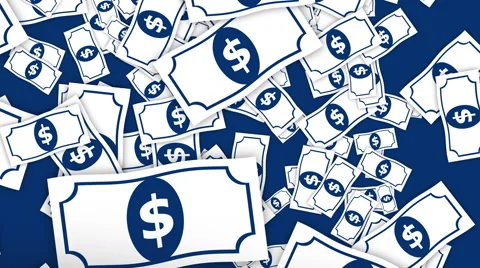 4k Falling Dollar Notes Seamless Loop Animation Top View with 2d Graphic Style. Stock-Footage 55321959