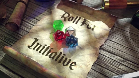 4k Fantasy study ambient animation for roleplay d20 games with dice roll Video stock 132377503