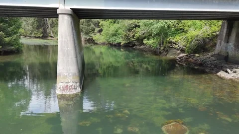 4K Fast Bridge Fly Under - Vancouver Island, Canada Stock Footage 321117002